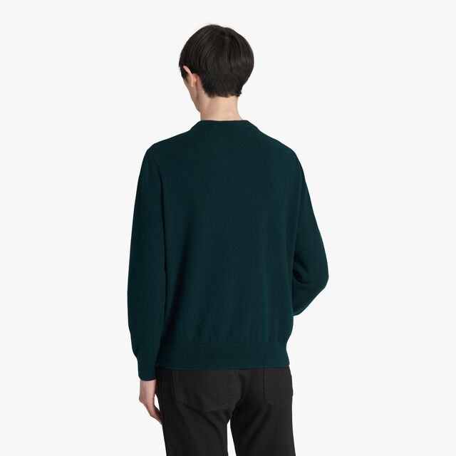 Cashmere Sweater With Thabor Embroidery, DARK GREEN, hi-res 3