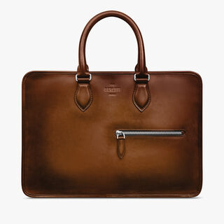 Un Jour Small Leather Briefcase, CACAO INTENSO, hi-res