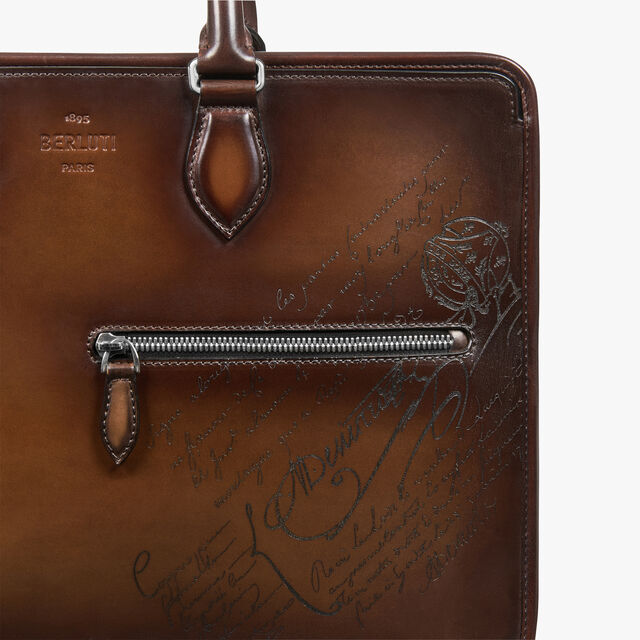 Un Jour Scritto Leather Briefcase, CACAO INTENSO, hi-res 5