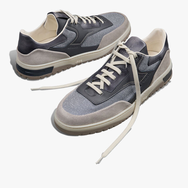 Playoff Suede Calf, Calf Leather And Textile Sneaker, ADRIATIC BLUE, hi-res 7