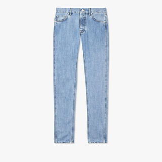 Denim Trousers With Scritto, WHITE SNOW BLUE, hi-res