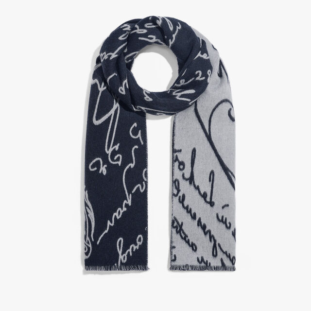 Wool Scritto Scarf, MARINE/ INTERNAL GIANT SCRITTO, hi-res 1