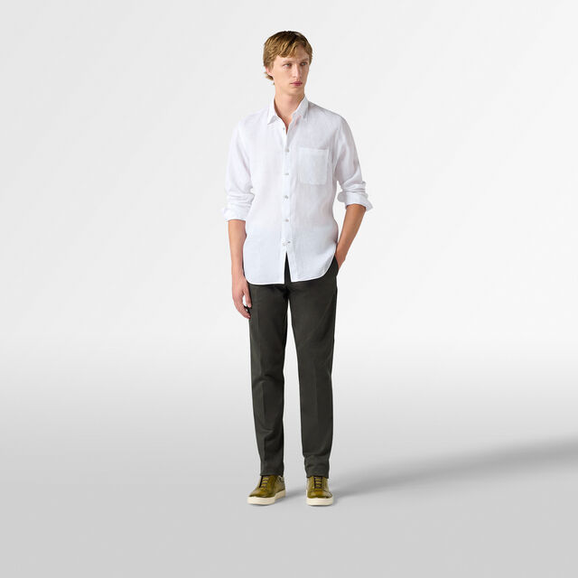 Linen Shirt With Scritto Pocket, PAPER WHITE, hi-res 4