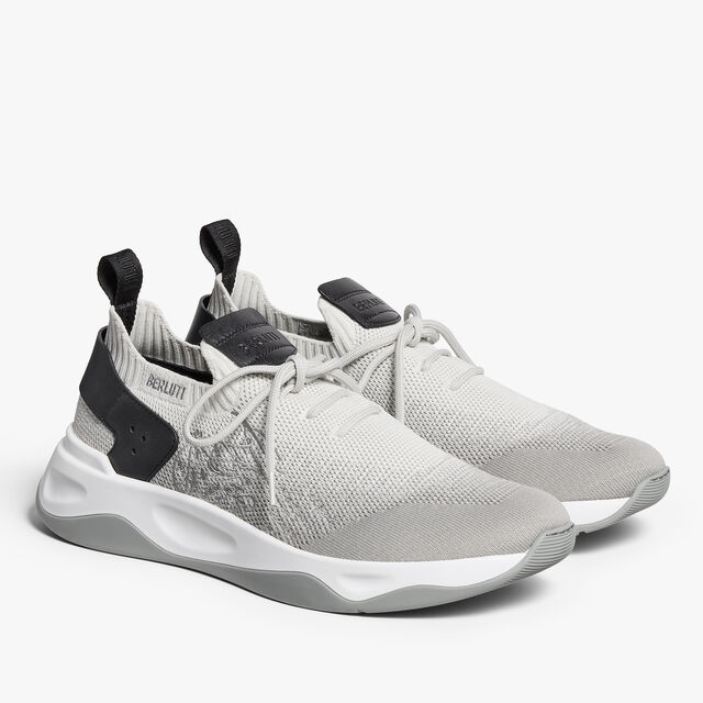 Shadow Scritto Knit And Lagoon Calf Sneaker, GRADIANT DARK GREY, hi-res 4