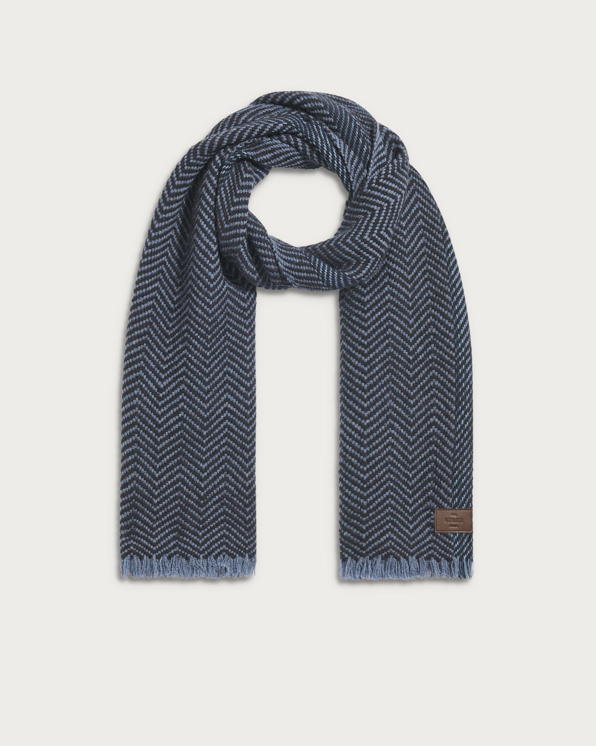 Scarf with Braided Leather, Blue Charcoal, hi-res