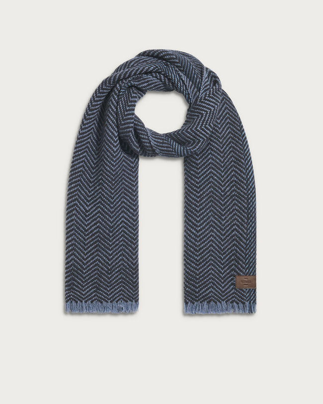 Scarf with Braided Leather, Blue Charcoal, hi-res