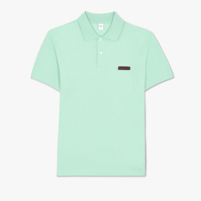 Polo With Leather Tag, SAGE, hi-res 1