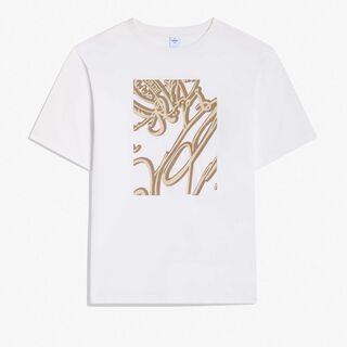 Frame Suede Effect Scritto T-Shirt, OPTICAL WHITE/SAND, hi-res