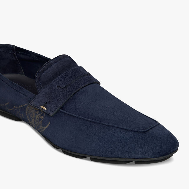 Lorenzo Drive Scritto Camoscio Leather Loafer, NAVY, hi-res 6