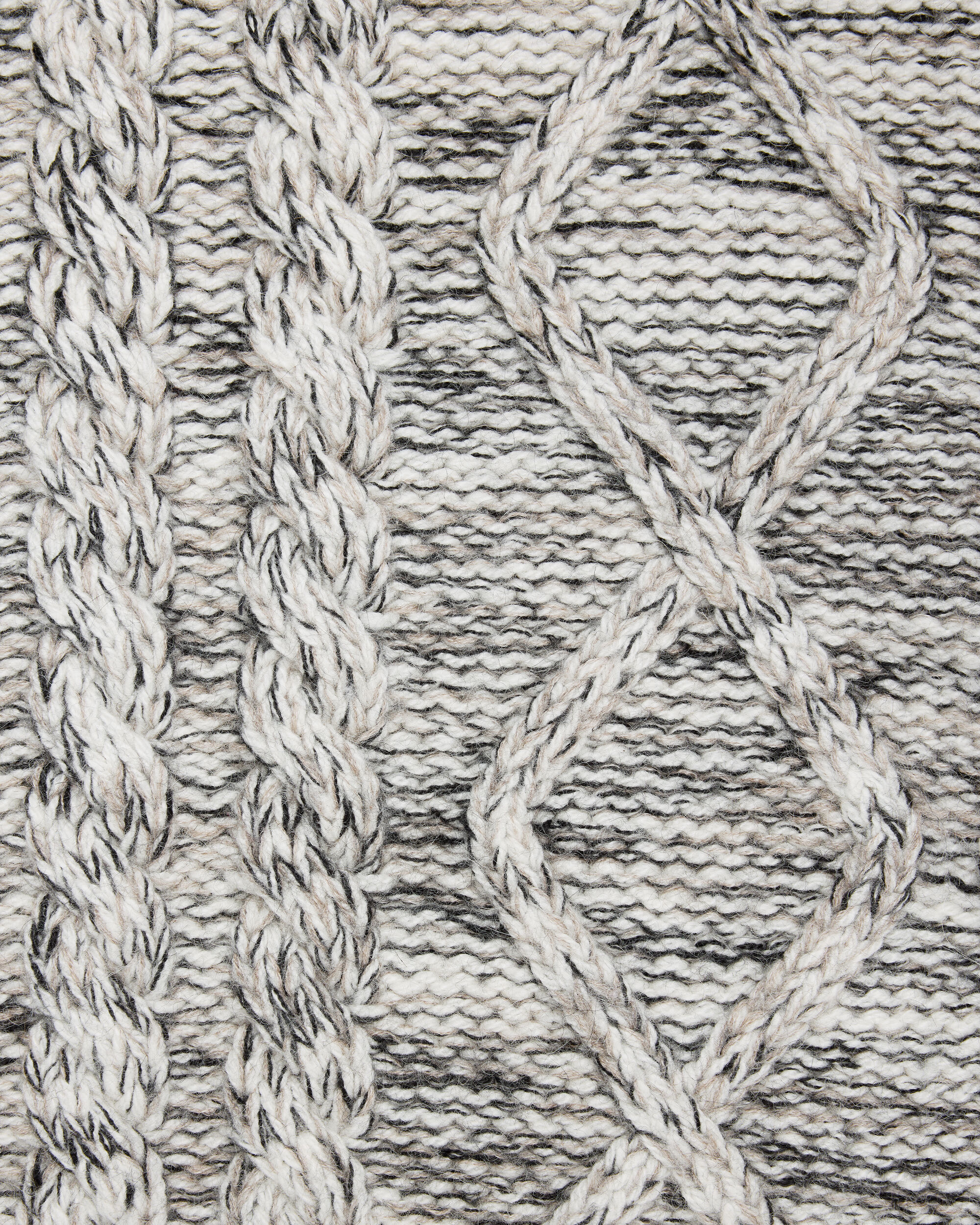 Marl Cables Turtleneck with Leather Detail, Ecru & Noir, hi-res