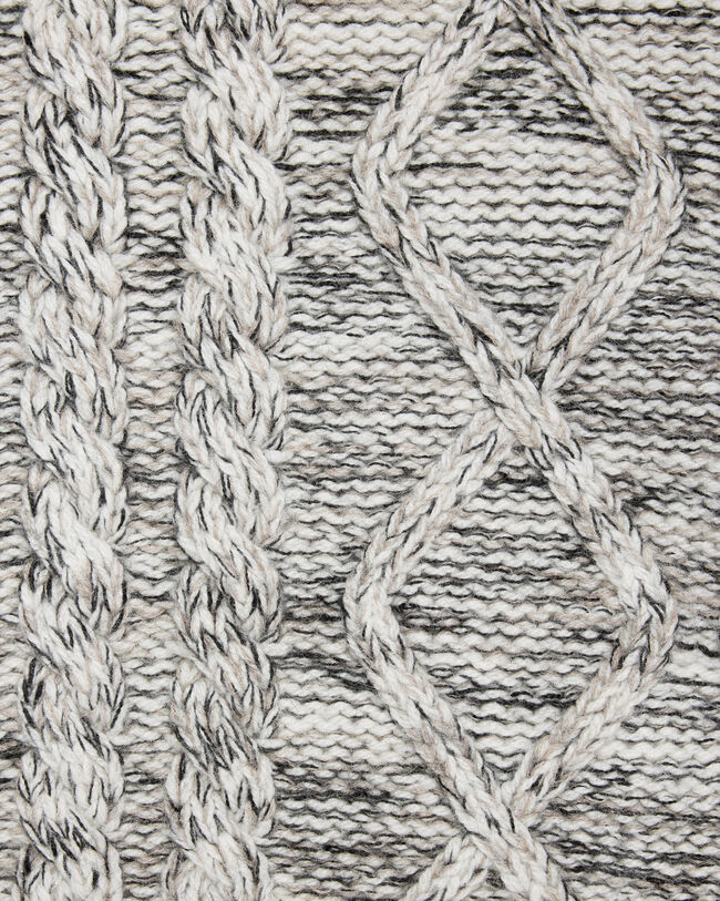 Marl Cables Turtleneck with Leather Detail, Ecru & Noir, hi-res