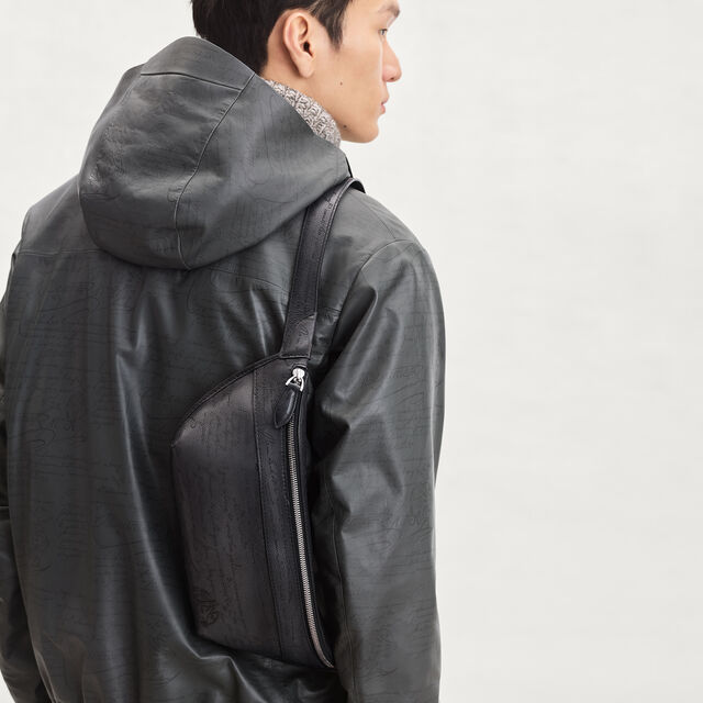 Rider Scritto Leather Belt Bag, NERO GRIGIO, hi-res 2