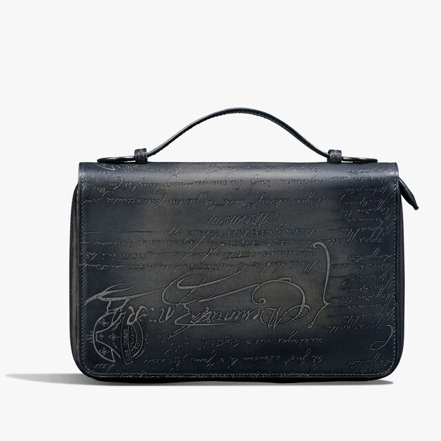 Itauba Wide Gradiant Scritto Leather Long Zipped Wallet, NERO GRIGIO + NERO CAVIAR, hi-res 2
