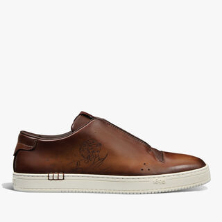 Playtime Scritto Venezia Calf Leather Sneaker Slip On, CACAO INTENSO, hi-res