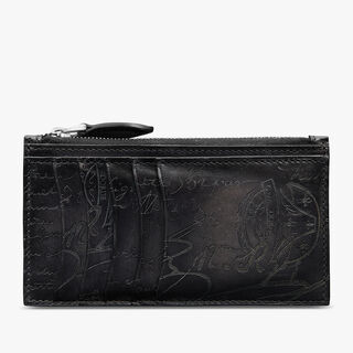 Koa Maxi Scritto Leather Long Zipped Card Holder, NERO GRIGIO, hi-res