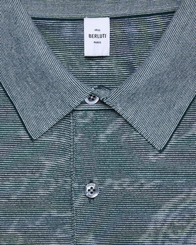 Light Scritto Pattern Polo, Dark Green, hi-res