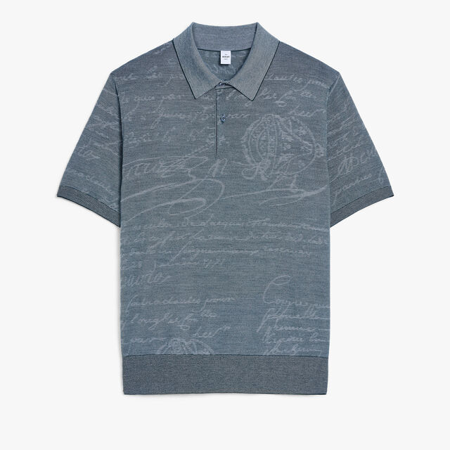 Light Scritto Wool Short-Sleeves Polo, DARK GREEN, hi-res 1