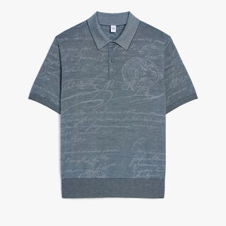 Light Scritto Wool Short-Sleeves Polo, DARK GREEN, hi-res