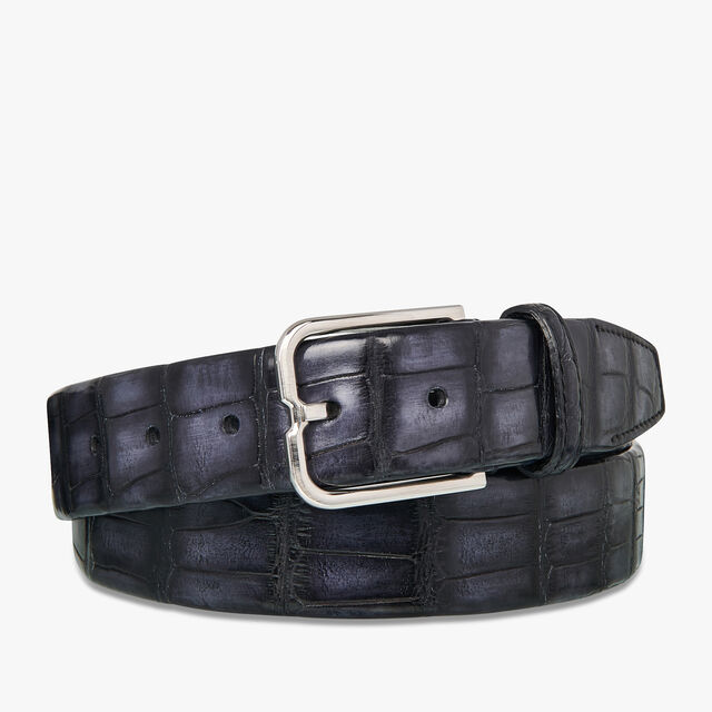 Essence Alligator Leather Belt - 35 mm, NERO BLU, hi-res 1