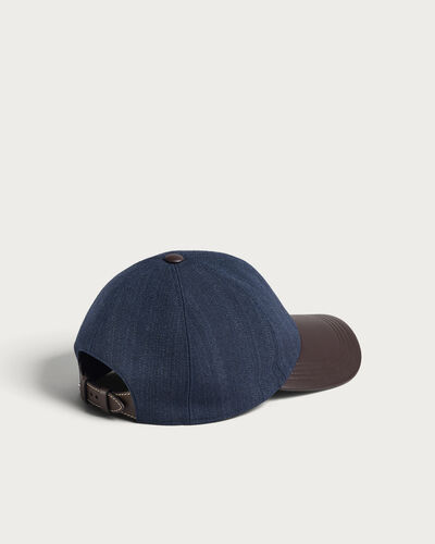 Baseball Cap with Leather Visor, Blue Indigo, hi-res