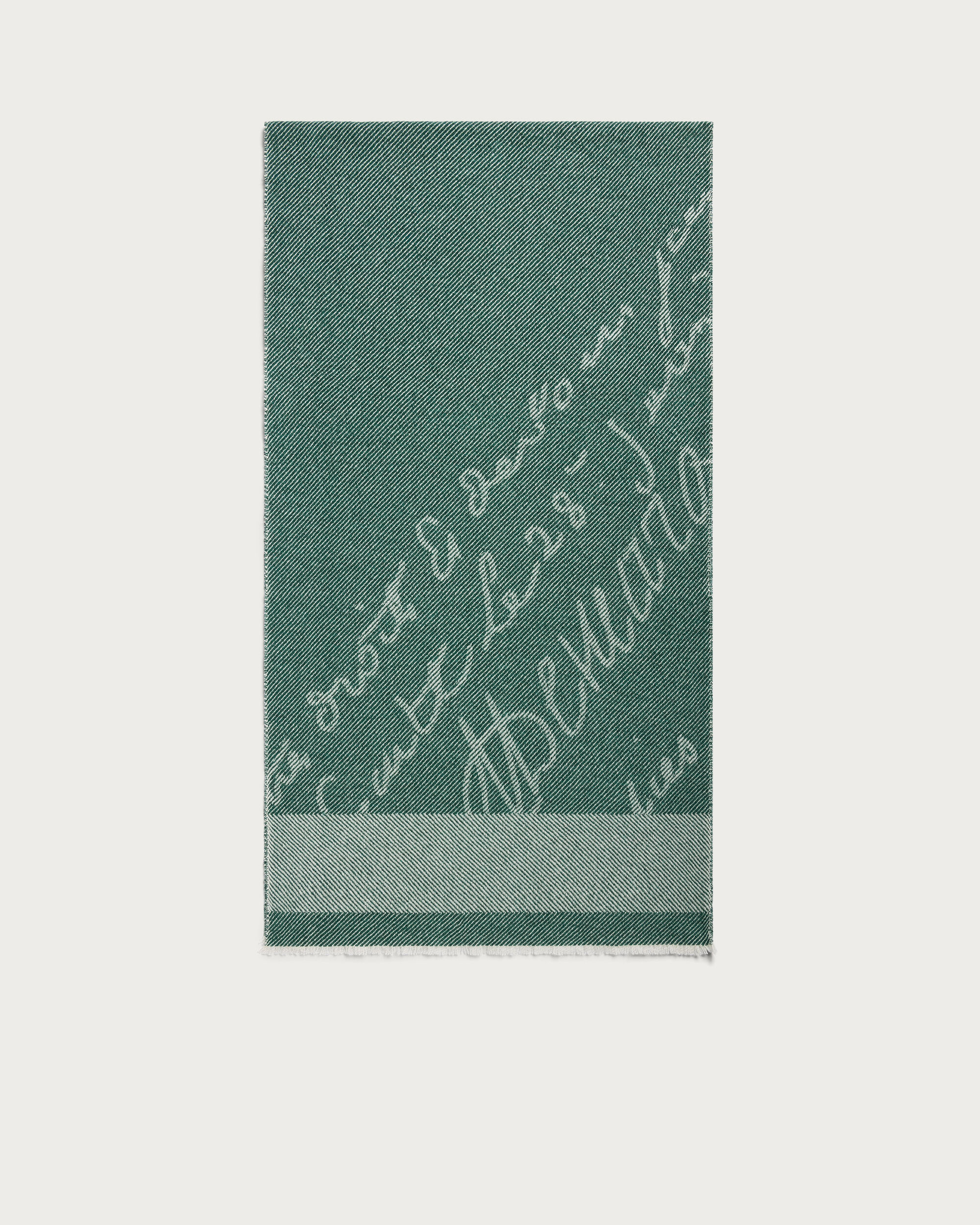 Scritto Pattern Scarf, Dark Green, hi-res