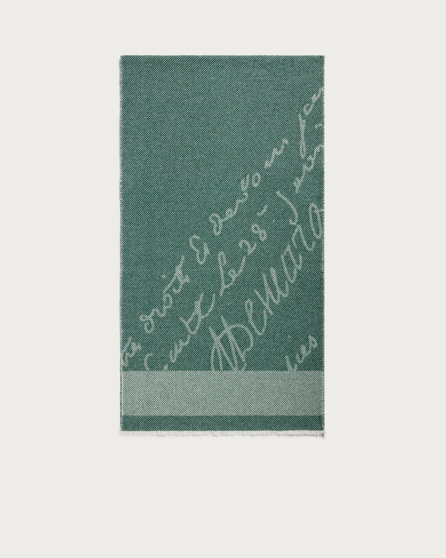 Scritto Pattern Scarf, Dark Green, hi-res
