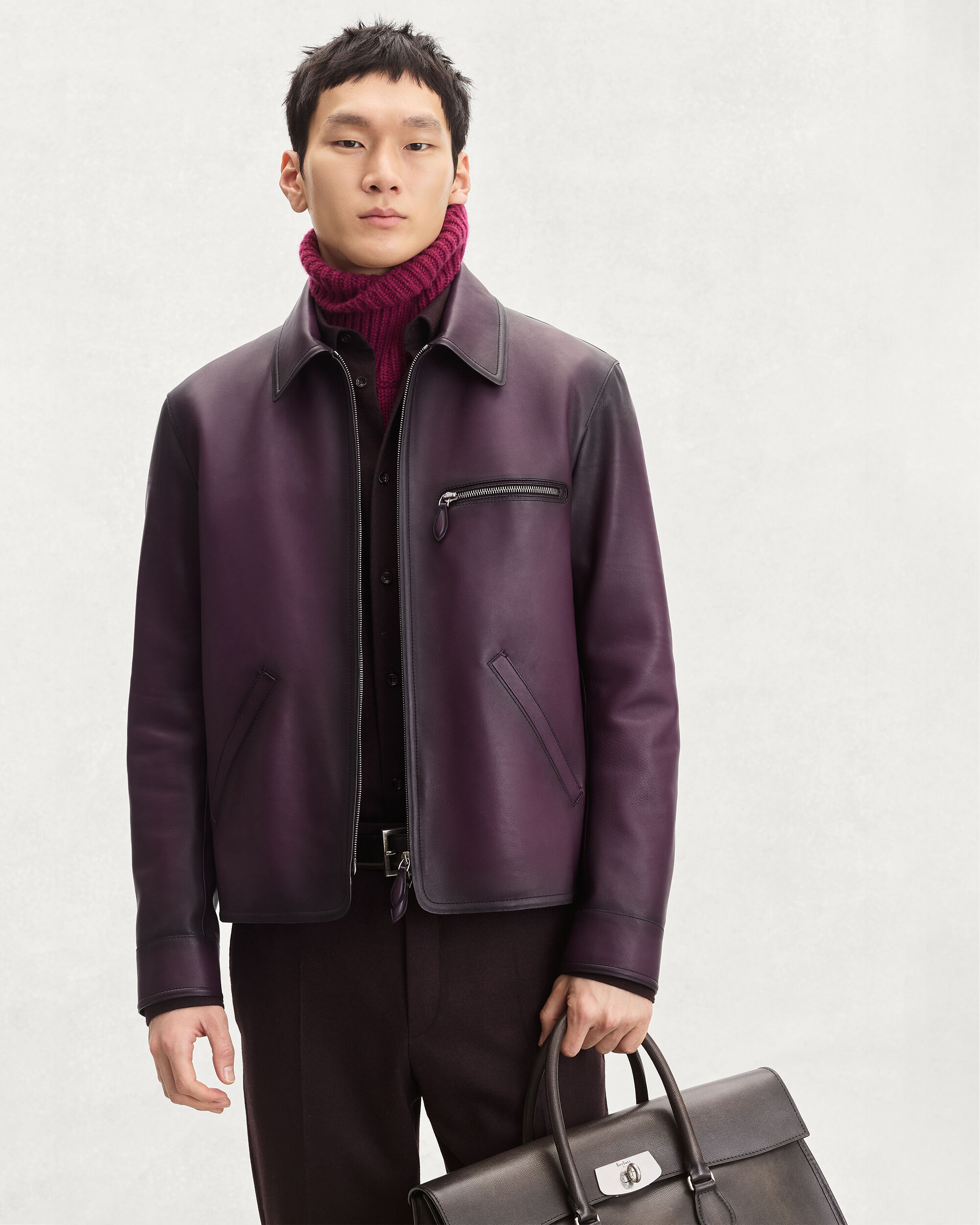 Leather Patina Un Jour Blouson, Grapes, hi-res