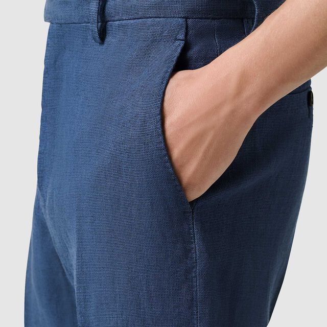 Classic Linen Slim Pants, BLEU DE SMALT, hi-res 6