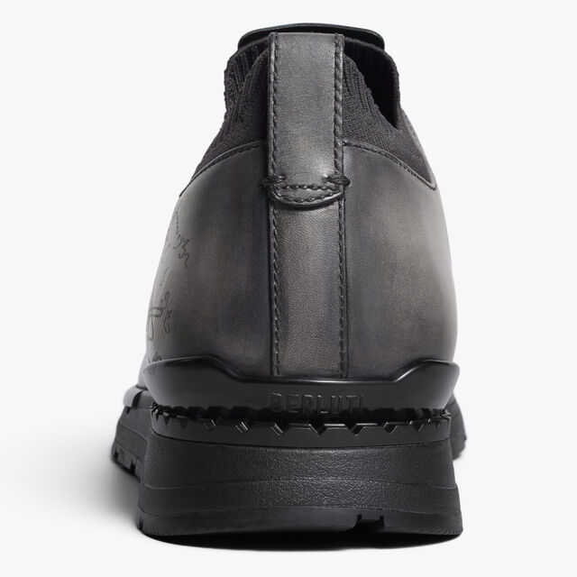 Fast Track Scritto Leather And Knit Slip-On Sneaker, GRAPHITE MOSS, hi-res 8