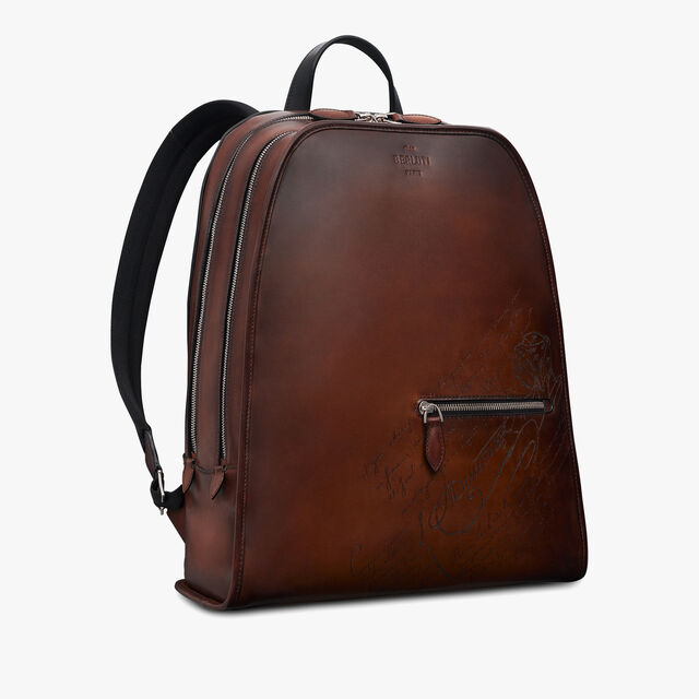 Sac A Dos Working Day En Cuir Scritto, CACAO INTENSO, hi-res 2