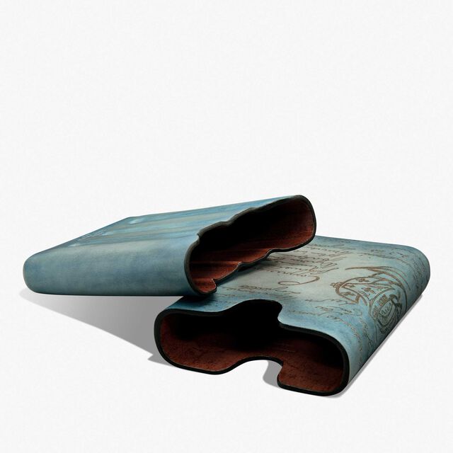 Cigar Case 4 Scritto Leather, STONE DENIM, hi-res 4