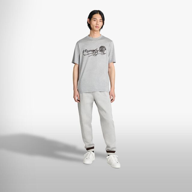 Suede Effect Scritto T-Shirt, SILVER GREY, hi-res 4