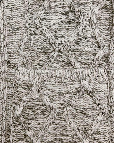 Marl Cables Cardigan with Leather Detail, Ecru & Noir, hi-res