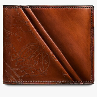 Makore Scritto Drapé Leather Wallet, CACAO INTENSO, hi-res