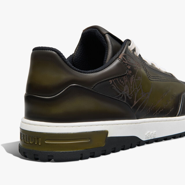 Playoff Scritto Venezia Calf Leather Sneaker, NERO CAVIAR, hi-res 5