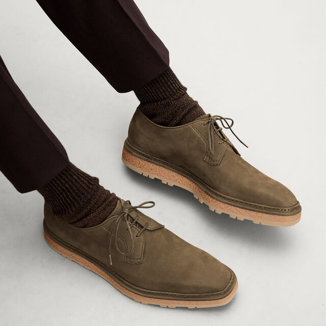 Alto Nubuck Calf Leather Derby , KAKI, hi-res 2