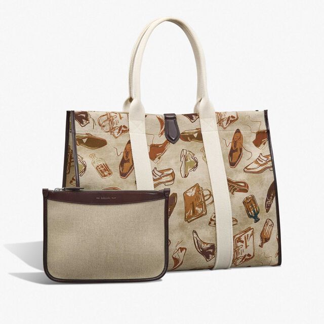 Open Tote XL Printed Fabric Tote Bag, BROWN + BEIGE, hi-res 2