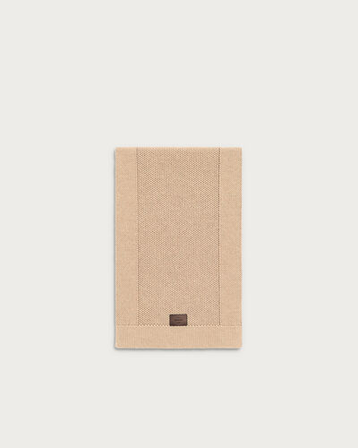 Scarf with Leather Detail, Fluffy Beige, hi-res