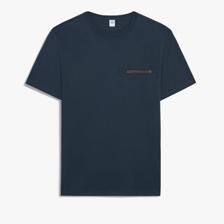 Leather Tab Pocket T-shirt, MARINE, hi-res