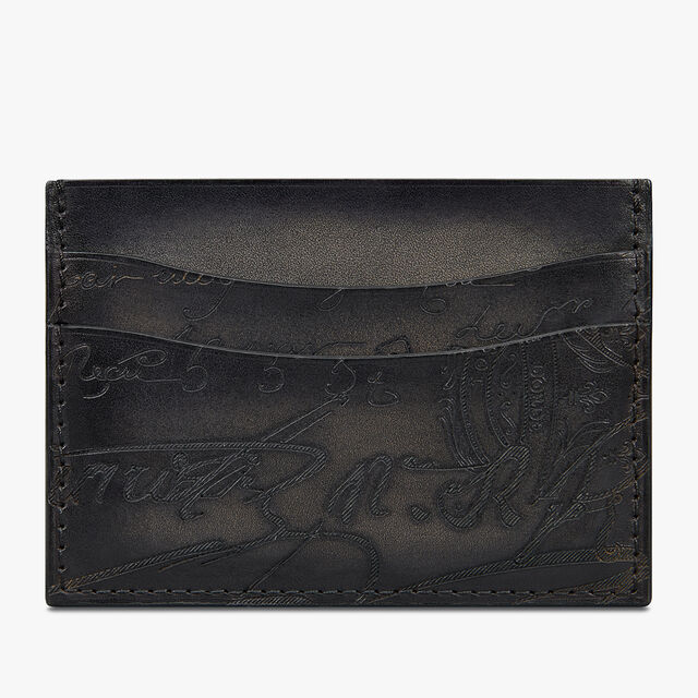 Porte-Cartes Bambou Neo En Cuir Scritto, NERO GRIGIO, hi-res 1