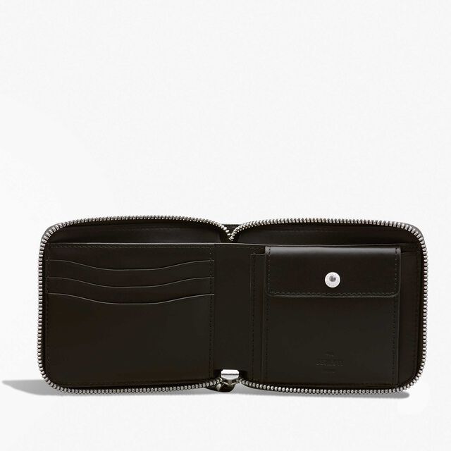 Itauba Square Scritto Leather Zipped Wallet, NERO GRIGIO, hi-res 3