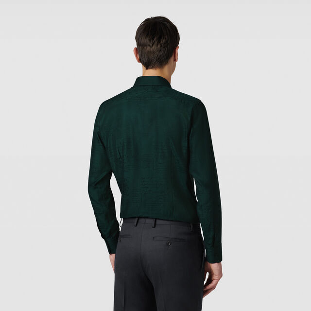Andy Cotton Silk Scritto Shirt, FIR GREEN, hi-res 3