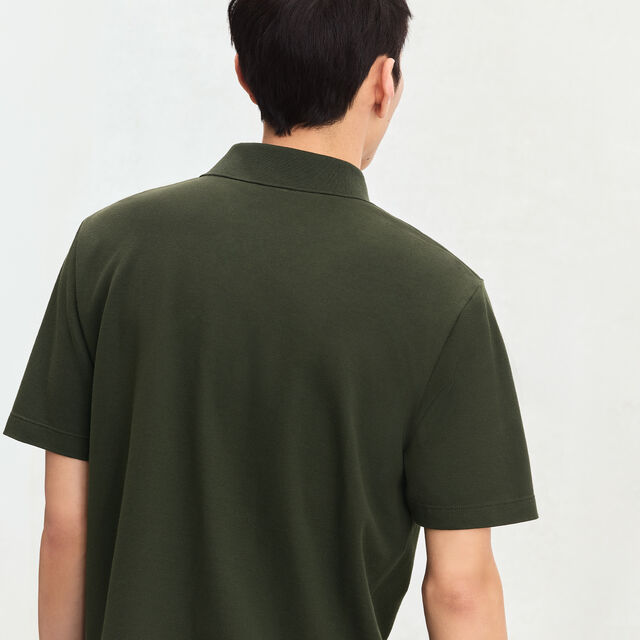 Leather Tab Polo, DARK GREEN, hi-res 3