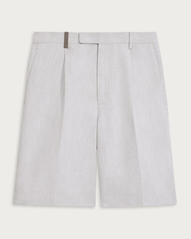 Formal Pleated Shorts, White Canvas, hi-res
