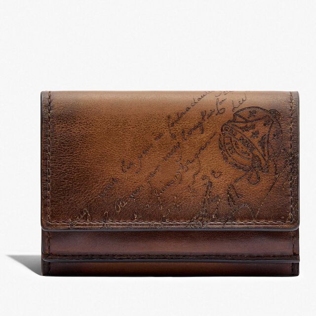 Acajou Scritto Leather Wallet, CACAO INTENSO, hi-res 1