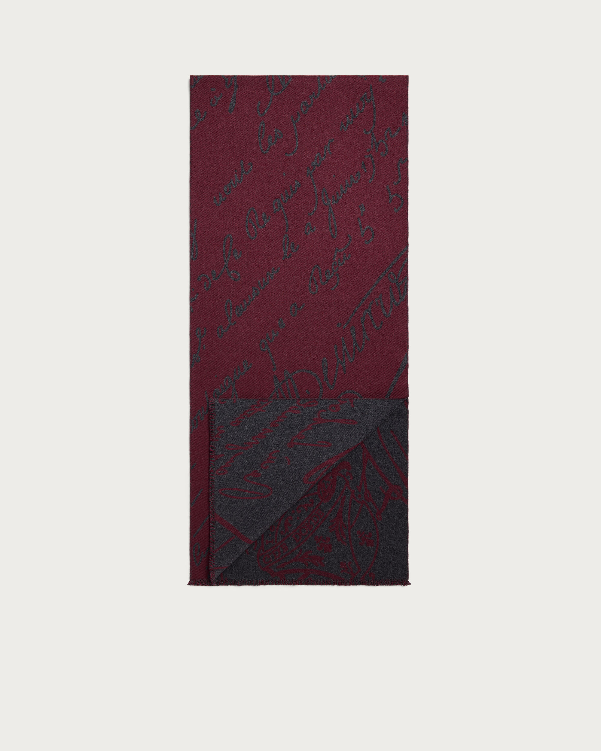 Scritto Pattern Scarf, Nero Bordo, hi-res