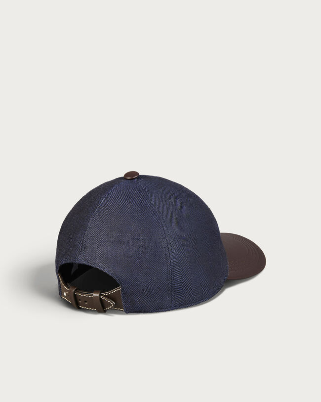 Baseball Cap with Leather Visor, Shades Of Blue, hi-res