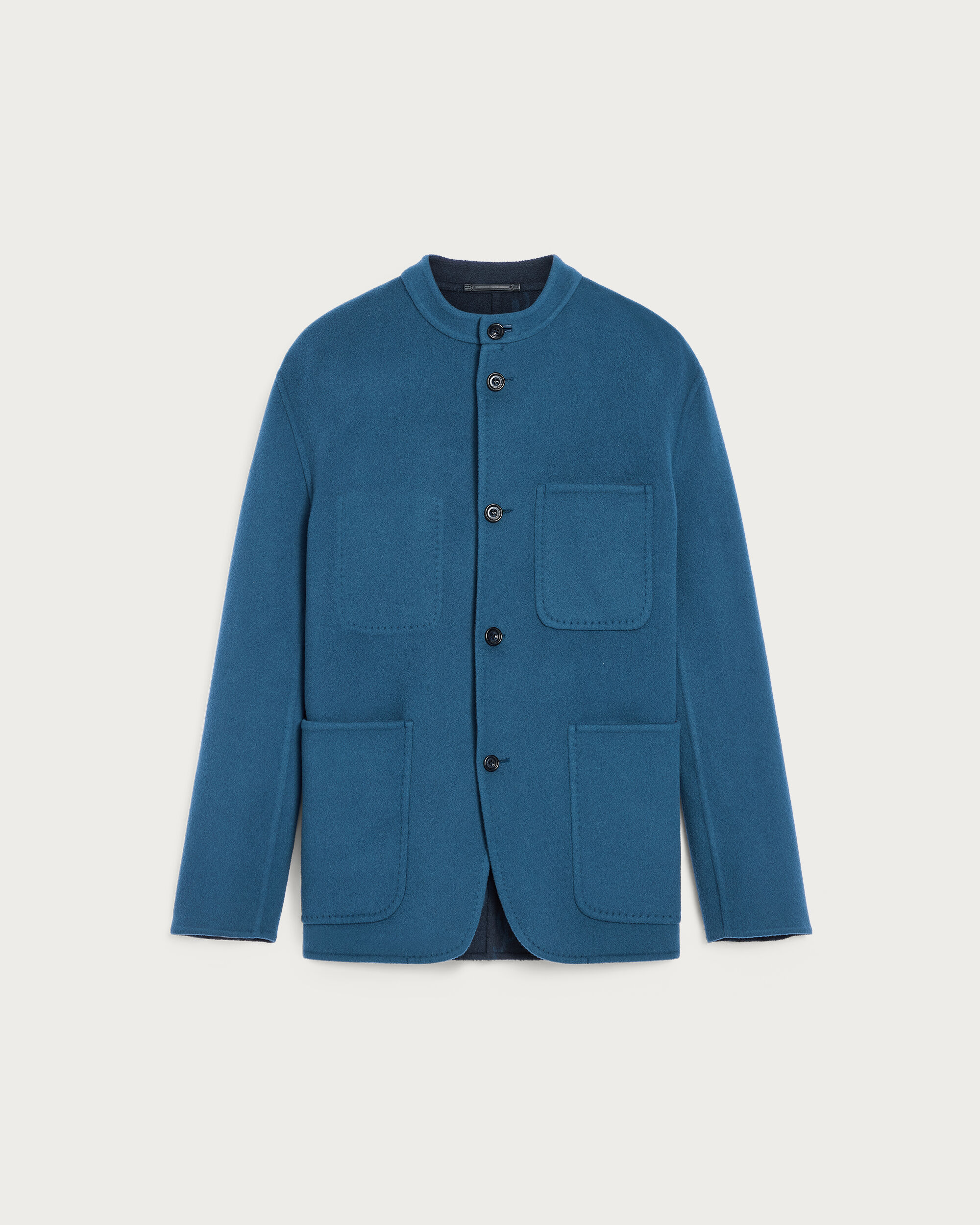 Double Face Forestière Jacket with inside Scritto pattern, Nile Blue & Internal Giant Scri, hi-res