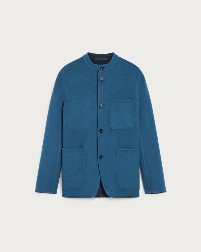 Double Face Forestière Jacket with inside Scritto pattern, Nile Blue & Internal Giant Scri, hi-res