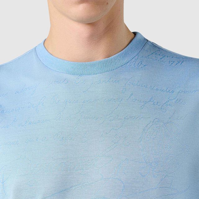 T-Shirt En Jacquard Scritto, PALE BLUE, hi-res 5